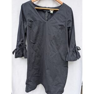 J Crew Womens‎ Little Black Dress Sz 14 Shift Ruffle sleeve Date night H5399